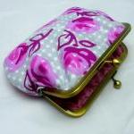 6" Fabby Purse - Pink Flowers On..