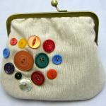 Linen Fabby Purse - Buttons