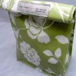 Oilcloth Lunch Bag: Flowers On Mint Green