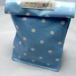 Oilcloth Lunch Bag - Spots - White On Blue