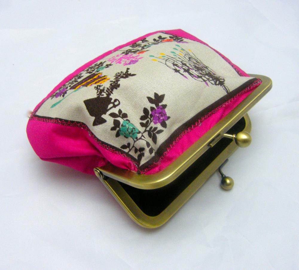 6" Fabby Purse - Tea Party:cream On Pink