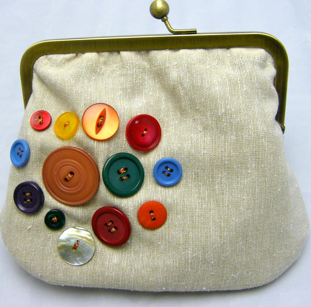 Linen Fabby Purse - Buttons