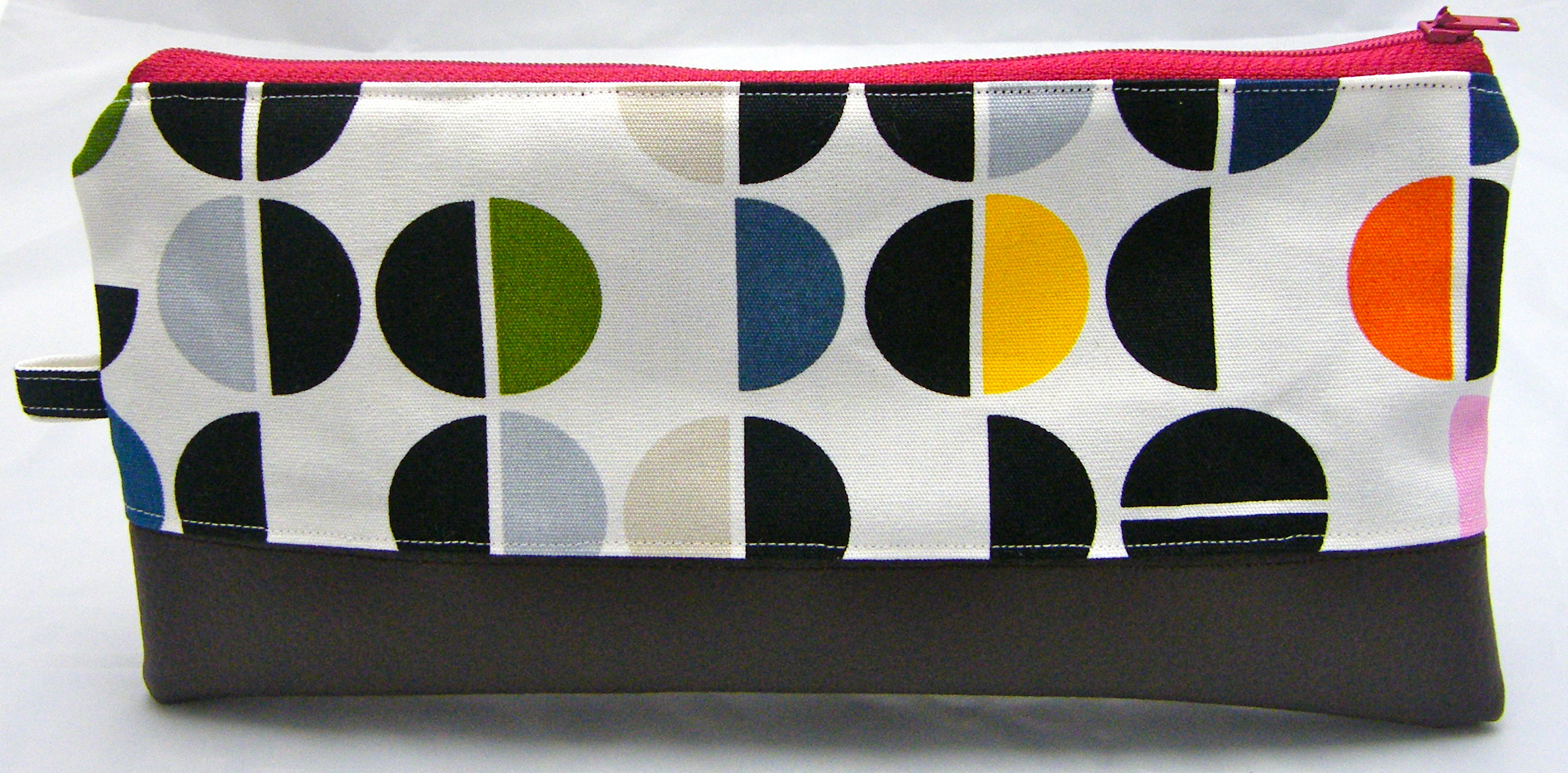 Cotton With Leather Pencil Case - Semi Circles on Luulla